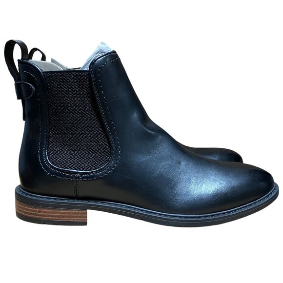 Tommy Hilfiger Chelsea Boots Mens 7 Black Leather‎ Slip On Dress Elastic Gore